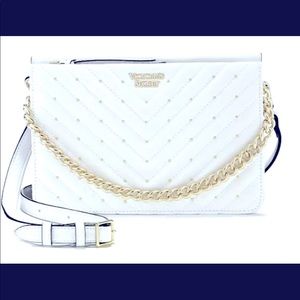 Victoria Secrets Purse White Gold Crossbody Bag